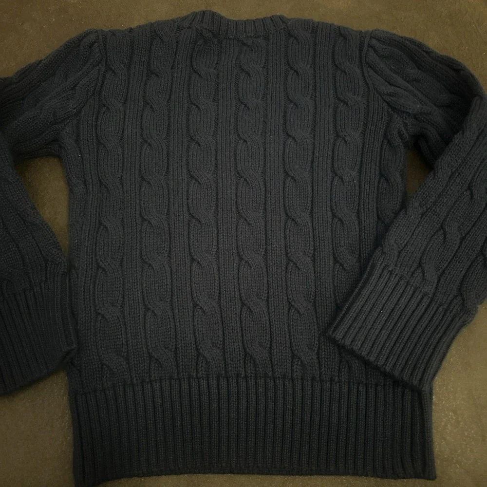 Polo Ralph Lauren Sweater Navy Girls 2T Cable-Knit Cotton Pullover Long Sleeve